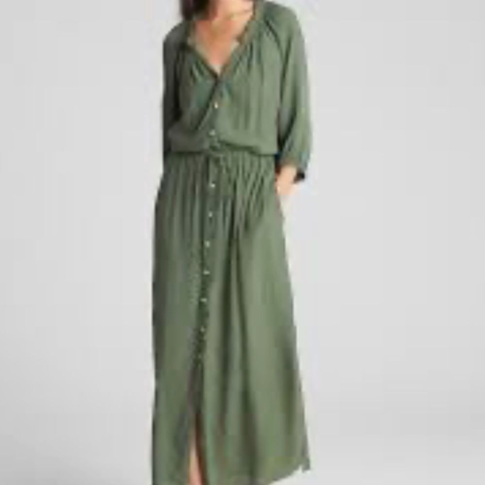 Dark Green GAP Long Button Down Dress - Size XS - Excellent Condition